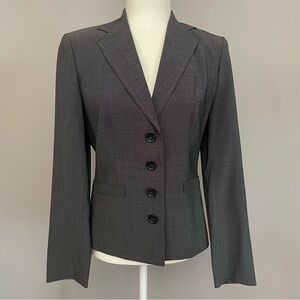 Ann Taylor Charcoal Gray Woven Wool Blend Single Breasted Blazer Size 2